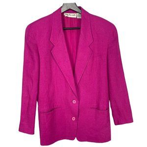 Vintage 90s Anne Klein Fuchsia Double Button Linen Blazer Small